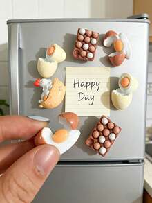 7pcs Egg Fridge Magnets, Cute Decorative Magnets, Personalized Fridge Magnets, Suitable For Kitchen Office Whiteboard Storage Cabinet And Dishwasher, Kitchen Decor, Home Decor, Holiday Gifts For Friends, Party Favors - Multicolor - View 3
