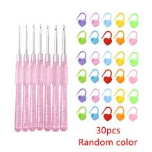 7pcs Pink Crochet Hooks + 30pcs Random Color Stitch Markers DIY Adult Crochet Set, Crochet Handmade Craft Kit - A - View 8