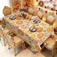 1/2pcs Autumn Tablecloth, Cute Cartoon Pumpkin Smiling Face Pattern Polyester Fiber Tablecloth Suitable For Kitchen, Dining Room, Coffee Table, Dining Table, Picnic, Camping, Country Farmhouse Decor, Autumn Thanksgiving Holiday Tabletop Protection And Beautification - Multicolor - View 15