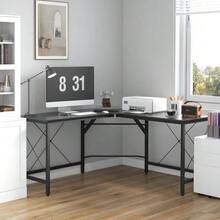 L-Shaped Corner Desk 150x150x76cm MDF Black, Modern Corner Desk For Office & Home Office - 黑色 - 查看 2