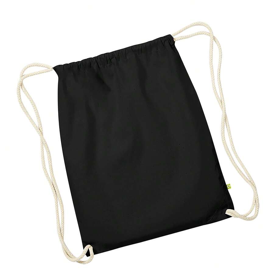 Westford Mill Earthware Organic Gymsac/Drawstring Bag (13 Litres) - Black - View 1
