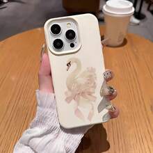 1件 白色啞光極簡風個性化緞帶天鵝圖案手機殼，適用於 iPhone 16 Pro Max/17/16/15/14 Plus/13/12/11/Air 系列保護殼 - 彩色 - 查看 3