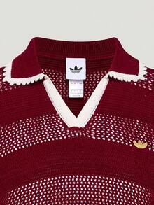 Adidas Originals Kemeja Polo Lengan Pendek Kerah Rajut RESORT S Wanita TKX0714 - Burgundy - View 4