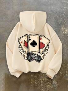 American Vintage Streetwear Boys Sweatshirt, Retro Poker Cards & Dice Back Print, Soft Autumn/Winter Campus Top - Apricot - View 3