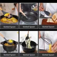 14-Piece Silicone Kitchen Utensil Set With Wooden Handles, Heat-Resistant And Non-Stick Cooking And Baking Tools, Including Spatulas, Spoons, Tongs, Whisks, Draining Spoons, Scrapers, Kitchen Prep Containers, And Household Storage Containers. - Green - View 2