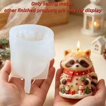 SUPWANPENG 1 pieza Molde de silicona con diseño en relieve de bufanda navideña, mapache, Papá Noel, muñeco de nieve y árbol de Navidad, molde de fundición DIY hecho a mano para hacer adornos, velas de aromaterapia, compatible con resina, yeso, arcilla, cemento, hormigón, molde de decoración de ambiente de escritorio, perfecto para decoración del hogar, Día de San Valentín, Día de la Madre, Día del Padre, regalo de Navidad, molde hecho a mano - Molde NO W10035 - Ver 4