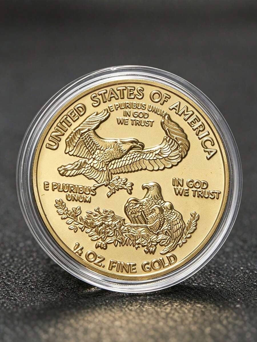 2021 American Liberty Bird Gold Coin, Pure Gold Commemorative Coin Collectible, Home Decor, In God We Trust, Christmas Gift (With Acrylic Storage Box) - Gold - View 1