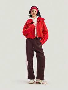Adidas Women's NYR WARM JKT Knit Collarless Jacket KH2661 - Red - View 3