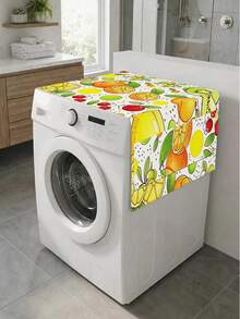 1pc Fruit Pattern Home Washing Machine Dust Cover, Drum Washing Machine Dust Cover, Sunproof Dust Cover, Home Decorative Horizontal Dust Cover - Multicolor - View 3