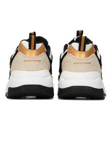 Skechers Women's D'LITES Series Fashion Lace-Up Sports Casual Shoes, 2026 Autumn New Colorblock Thick Sole Chunky Sneakers 8730066-BKGD - Black/Gold - View 11