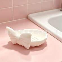 1pc Bowknot Shell Shaped Soap Dish, Thickened Ceramic Material With Hollow Drainage Design For Quick Drying, Countertop Storage Keeps Soap Dry And Durable, Suitable For Exquisite Home Decor Enthusiasts, Bathroom Sink Soap Storage, Say Goodbye To Sticky Soap Dishes And Refresh Your Countertop, Desktop Storage Tray For Toiletries - White - View 12