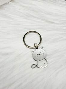 1pc Cute Animal Stainless Steel Cat Keychain Pendant - Animal Keychain - View 4