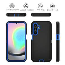 Durable Shockproof Protective Case For Phones - Black/Blue, Heavy-Duty Dual-LayercShock-Absorbing Protective Shell, With Port Dust-Proof And Scratch-Resistant, Compatible With IPhone Series, Unisex, Everyday Use - Black Blue - View 3