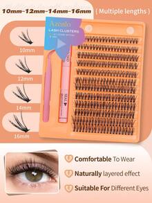 The 240 Piece Ultra Large Capacity False Eyelash Set Includes False Eyelash Glue, Sealing Eyelash Tweezers, Fluffy C-Roll False Eyelashes (10-16mm Mixed Length) Suitable For Beginners To Use At Home Or In Daily Life - Black - View 3