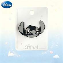 Monogram 1PC Disney Official Licensed Stitch Character Black White Cute Magnetic Brooch Metal Enamel Pin Badge For Backpack Denim Jacket Decor Holiday Gift - Dark Grey - View 10