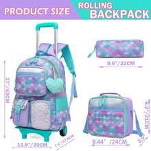 3-Piece Multi-Function Rolling Backpack Set, Unisex For Boys And Girls, With Lunch Bag, Multi-Pocket Design - Multiple Pockets - View 11