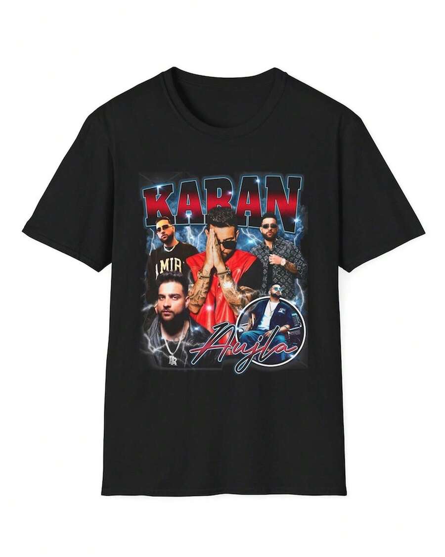 Karan Aujla T-Shirt: Bollywood Singer Graphic Tee - Black - View 1