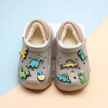 Kids' Thermal Lined Clogs With Cute 3D Dinosaur Decor, EVA Non-Slip Soft Sole, Unisex Home & Outdoor Wear, Warm For Autumn/Winter - Grey - View 9