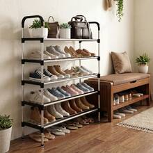 1 buah Rak Sepatu Berdiri Bebas Bertingkat, Mudah Dirakit, Hemat Ruang, Cocok untuk Pintu Masuk, Lorong, Kamar Tidur, Kantor, Perabot Penyimpanan Ideal untuk Apartemen dan Rumah Sewa, Dekorasi Rumah - Hitam - View 2