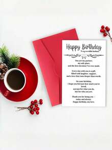 1pc Husband Birthday Card With Envelope, "Happy Birthday To My Incredible Husband" Sentimental Romantic Greeting For Hubby & Spouse, Birthday Surprise & Date Night Gift For Him, Blank Inside - A - View 3