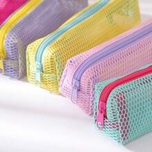 1pc Dopamine Colorful Extended Mesh Pencil Case, Unisex Student Stationery Bag, Back To School Season, Pencil Case Stationery Bag - Single Piece - View 3