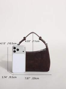 Maillard Color Palette Fashion Suede Texture Dumpling Bag Minimalist Style Handbag Versatile Shoulder Crossbody Bag For Commuting Shopping And Dating - Coffee - View 2