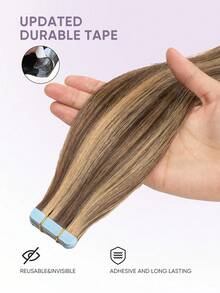 20pcs Tape-In Hair Extensions, Real Human Hair, 14-22 Inches, Painless Double-Sided Tape-In, Invisible Tape-In Hair Extensions, Straight, Suitable For Party, Halloween Costumes - S4/27 - View 6