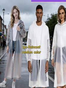 1pc Lightweight Outdoor Raincoat | 1pc, Adjustable Drawstring Hood, Full Body Coverage Design, Zippered Storage Pocket, Suitable For Cycling, Hiking, Fishing, Portable Travel Outdoor Cycling Raincoat, Casual Style, Random Color - A - View 9