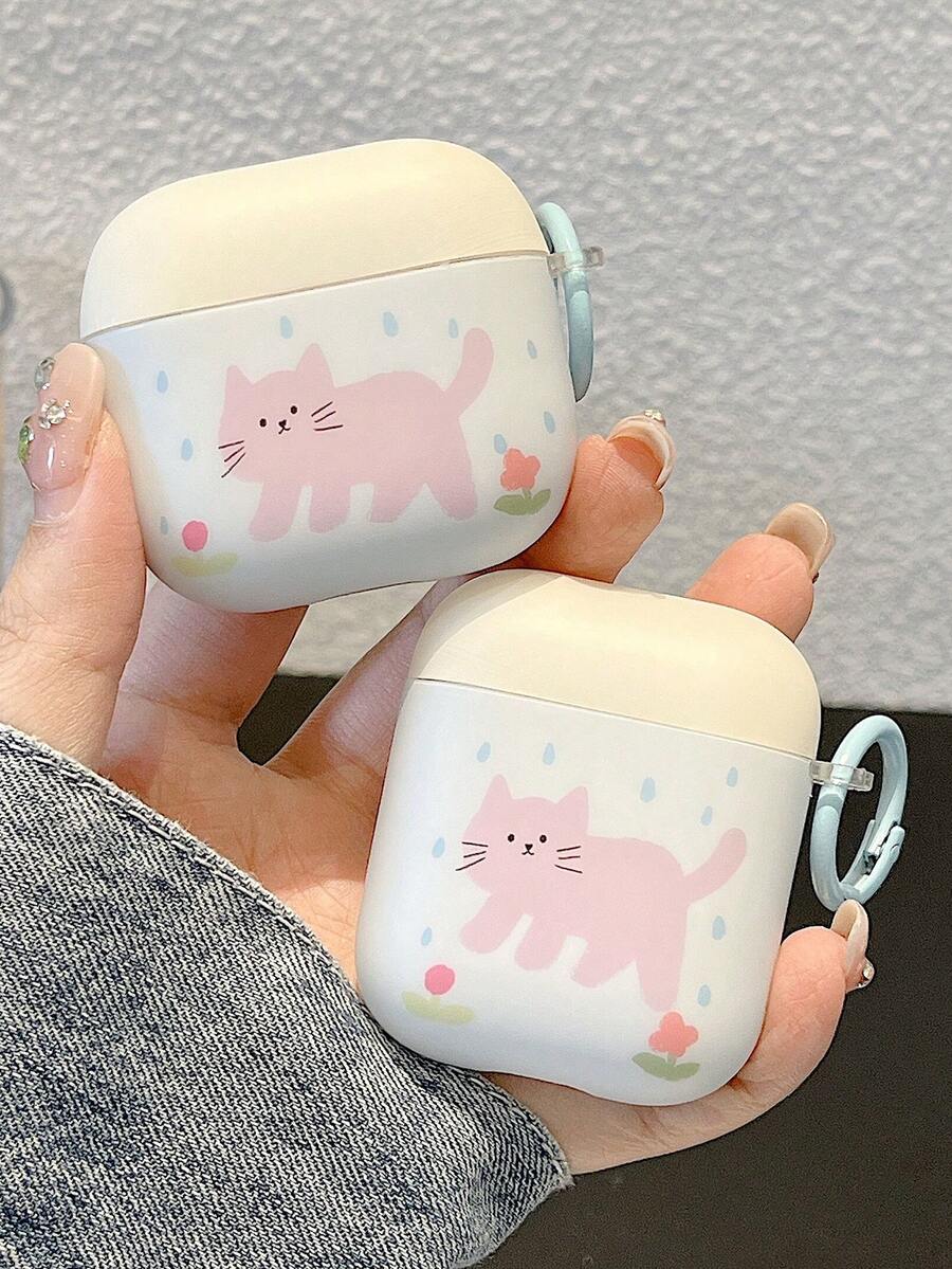 1件可愛貓咪插畫 4 保護殼,Pro 3 保護套,Apple 耳機保護殼,Pro 2 耳機套,女性 2代/3代/4代耳機套,少女風 - 彩色 - 查看 1