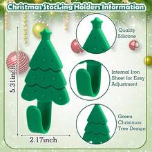 Christmas Tree Stocking Holder Stand For Cloak, Adjustable, Self-Adhesive, Silicone, Christmas Stocking Hook, Christmas Wreath Hook, Tree-Shaped Decoration, Suitable For Fireplace, Table, Shelf Decoration - Multicolor - View 5