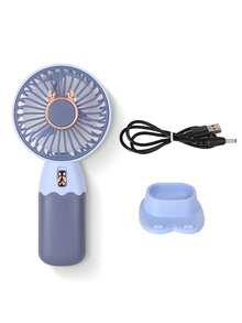 AOYI 1 pieza Ventilador portátil de mano operado con batería, de diseño electroplateado minimalista, incluye cable de carga USB y función de soporte para teléfono móvil - Multicolor - Ver 11