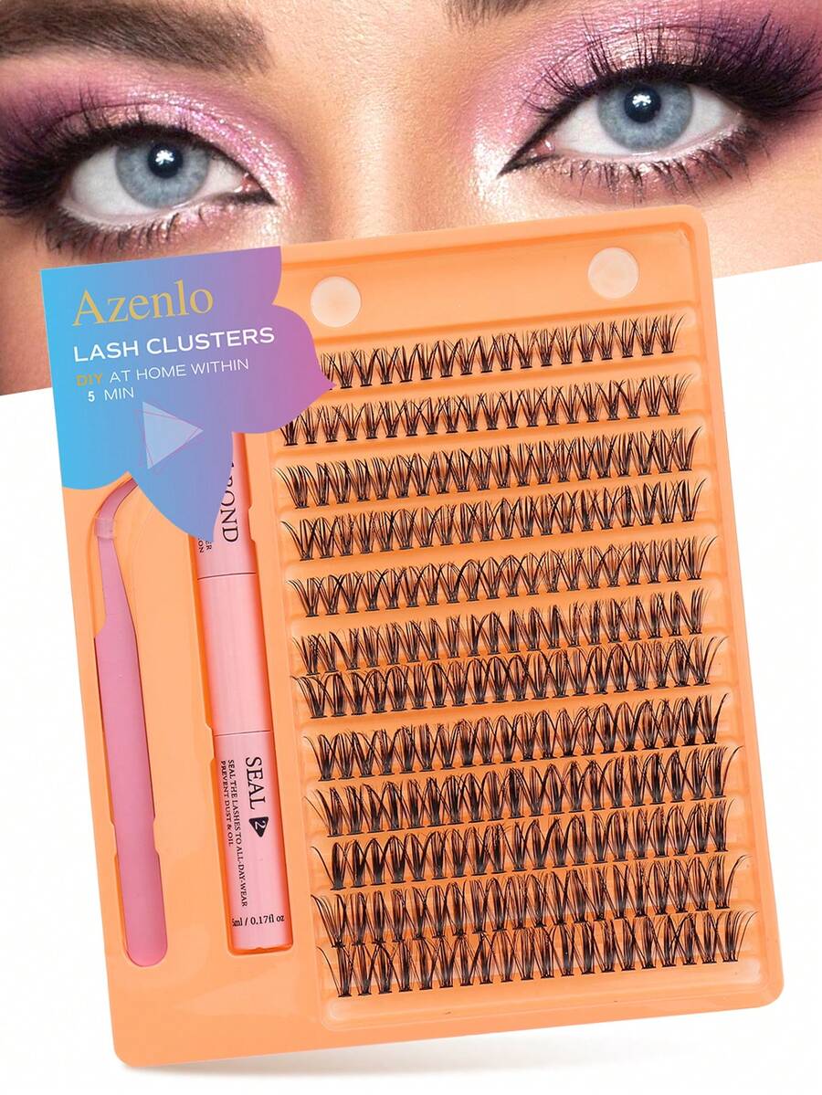 The 240 Piece Ultra Large Capacity False Eyelash Set Includes False Eyelash Glue, Sealing Eyelash Tweezers, Fluffy C-Roll False Eyelashes (10-16mm Mixed Length) Suitable For Beginners To Use At Home Or In Daily Life - Black - View 1