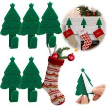 Christmas Tree Stocking Holder Stand For Cloak, Adjustable, Self-Adhesive, Silicone, Christmas Stocking Hook, Christmas Wreath Hook, Tree-Shaped Decoration, Suitable For Fireplace, Table, Shelf Decoration - Multicolor - View 1