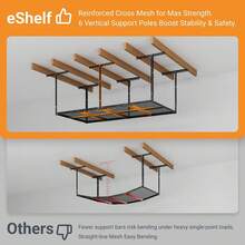 4ftx8ft Overhead Garage Storage Rack, Heavy-Duty Metal Garage Ceiling Storage Rack, 22''-40" Adjustable Ceiling Drop-Down, 750 Lb. Loading Weight Capacity, Black - White - View 6