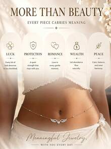 STONEFANS 1pc Rhinestone Angel Wings Waist Chain, Minimalist Ins Style Beach Sexy Versatile Accessory - Angel - View 8
