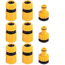 1 Set Garden Watering Gun And Hose Connector Kit, Including 1/2 Inch Hose Connector, 4-Way Splitter, And Hose Gun Accessories - Yellow - View 14