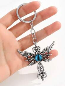 2pcs Gothic Style Wing Cross Demon Eye Keychains, Vintage Alloy Pendant, Punk Style Bag Charm Accessories, Suitable For Keys And Backpacks, Gift For Men And Women - Multicolor - View 5