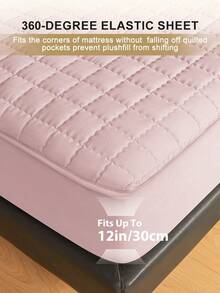 South Life 1pc Waterproof Fitted Sheet, Mattress Protector, Dustproof Bedding, Breathable & Comfortable, Plaid Pattern, Fits 8-12" Mattress, King/Queen/Twin/Full Sizes, Multiple Colors Available, Machine Washable, Ideal For Bedroom, Dorm, Guest Room & Hotel - 粉色 - 查看 4
