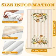 2件組廚房抹布，廚房用具圖案超細纖維廚房抹布，40*60cm/15.7*23.6in，單面印花，廚房洗碗布，適用於餐廳、廚房、浴室裝飾，節日禮物 - 彩色 - 查看 3