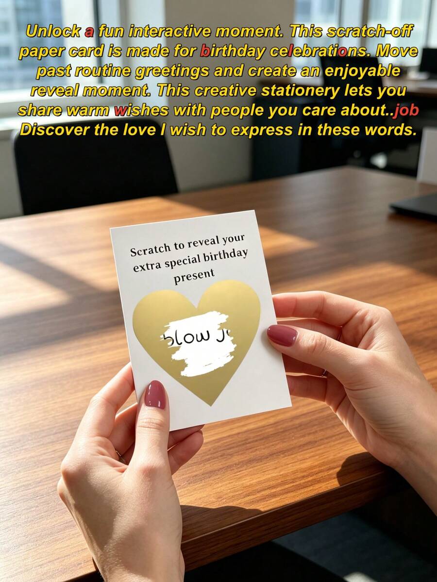 1pc Romantic Interactive Scratch-Off Card, Suitable For Husband, Boyfriend, Fiancé, Fun Love Reveal Note, Sweet Surprise Atmosphere, Applicable For Birthday, Anniversary Party - Multicolor - View 1