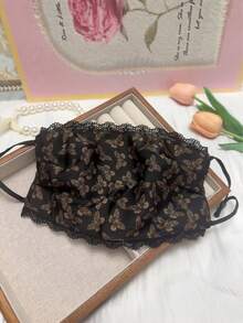 1pc Women's Black Lace Butterfly Face Mask, Breathable Decorative Mask For Daily Wear - Multicolor - View 2