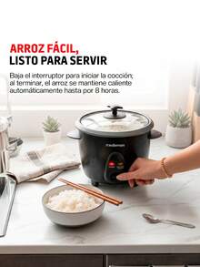 Redlemon Small 0.6L Non-Stick Electric Rice Cooker For 6 Cups Of Cooked Rice - 黑色 - 查看 3
