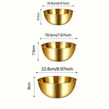 3pcs/1pc Stainless Steel Mixing Bowl With Rolled Rim, Durable And Easy To Clean, Brushed Metal Surface, Stackable Kitchen Bowls In Multiple Sizes, Suitable For Baking, Mixing, Meal Prep, Fruit, Pasta, Holiday Themed Parties And Outdoor Use, Durable Cooking Storage Bowl, Ideal Kitchen Gadget, Christmas/Back To School Gift - View 17