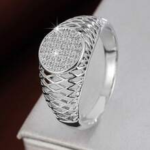 1pc Fashion Geometric Hollow Round Design Cubic Zirconia Women's Ring - Multicolor - View 16