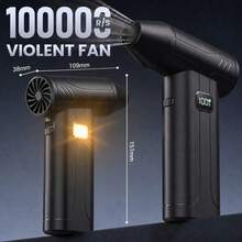 5档100,000RPM便携式强力迷你涡轮风扇，无线手持高速，可用于除尘、吹雪、点燃木炭、辅助户外露营生火，多功能户外使用 - 黑色 - 查看 3