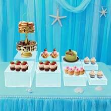 8pcs Modern Display Stands, Countertop Clear Food Risers For Buffet Table, Reusable Acrylic Pedestal Decoration For Cupcake - Transparent - View 5