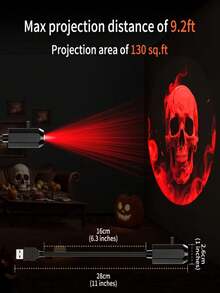 6pcs Halloween USB Projector Lights, Creative LED Halloween Projector Lights, Scary Atmosphere Lights, 6 Patterns USB Projector Lights, Suitable For Ceiling, Wall Decoration, Indoor Decoration, Home Decor, Halloween Decoration, Party Decoration And Room And Living Room Decoration - Halloween USB Projector Light 2 - View 3