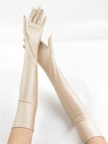 1 Pair Women's Long Sexy Evening Gloves, Suitable For Wedding, Party, Ball, Costume Matching - Champagne - View 4