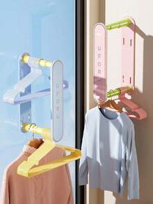 Wall Mounted Clothes Hanger Storage Organizer, Retractable Punch-Free Hanger Holder Rack For Laundry Room Bathroom Closet, Space Saving Hanger Hook Storage Rack - Telescopic Clothes Hanger - View 1