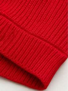 Korean Style Baby Girl Red Strawberry Knit Set, Textured Vertical Stripe Handmade Strawberry Cardigan, Solid Color Casual Pants, Gentle & Cute Infant Daily Outfit 2-Piece Set - Red - View 6